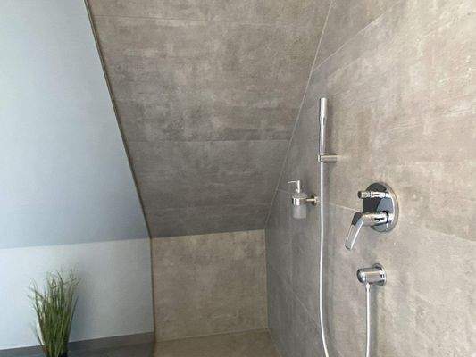 Dachgeschoss: Das Bad mit nur der Dusche.