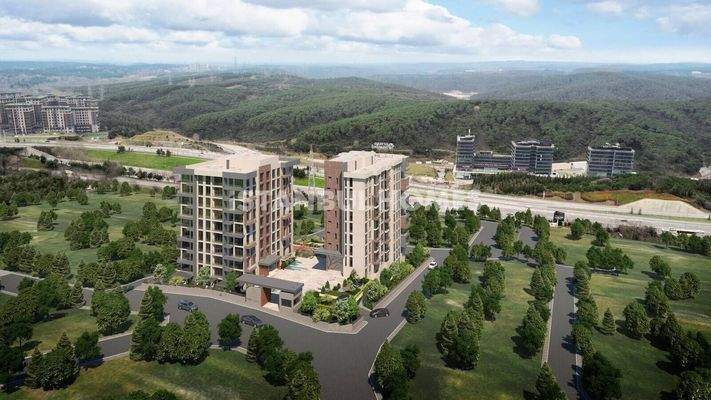 Apartments in a Complex with Forest View in Istanbul Kagithane