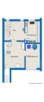 Grundriss Kellergeschoss mit Mustermöblierung