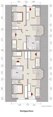 Grundriss Doppelhaus, Dachgeschoss