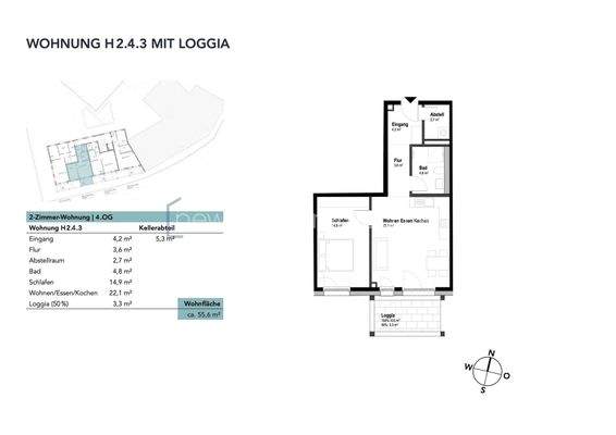 Wohnung H2.4.3 mit Loggia