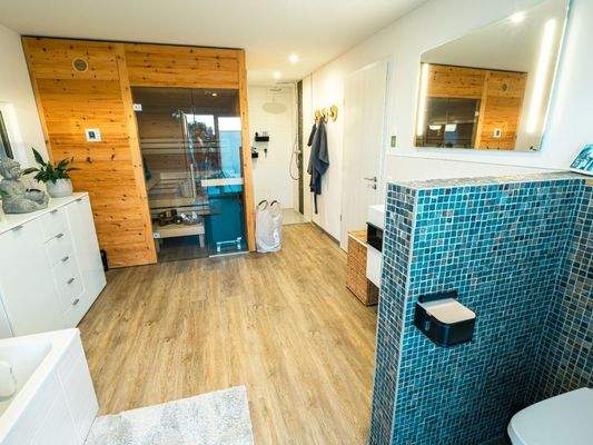Badezimmer mit Sauna