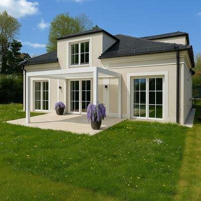 Mit Pergola als Beispiel