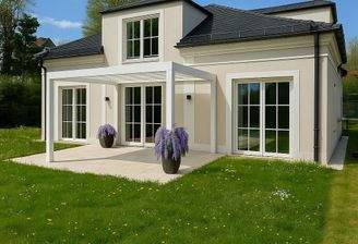 Mit Pergola als Beispiel