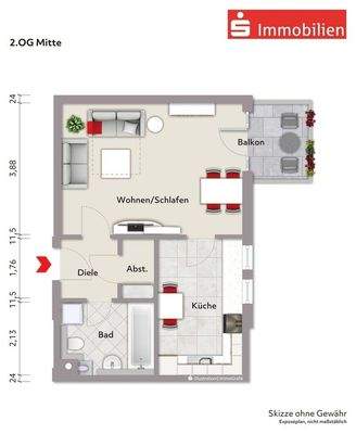 Grundriss Nr. 8 1. OG Links