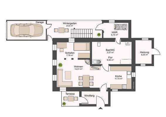 Grundriss EG u Einliegerwohnung