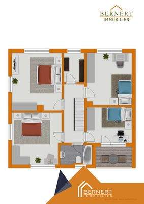 Grundriss visualisiert Obergeschoss