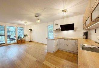 Wohnzimmer mit offener Küche
