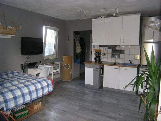 Wohn-Schlafzimmer mit Küchenzeile