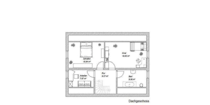 Grundriss Dachgeschoss Haus 1