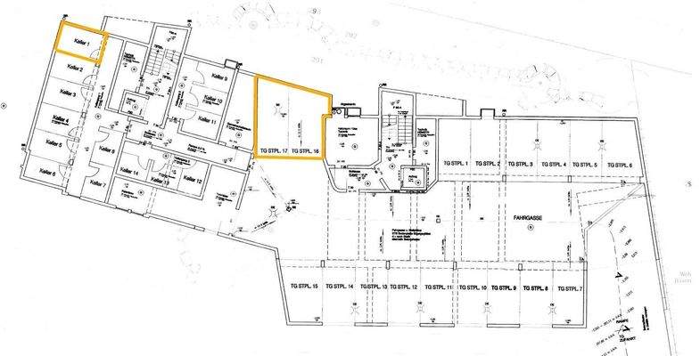 Grundriss Tiefgarage + Keller