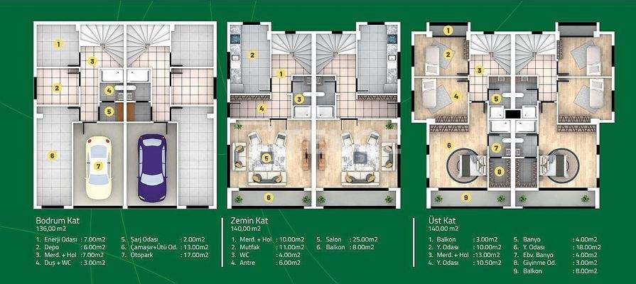 Terraced Villas with Indoor Parking in Avcılar İstanbul