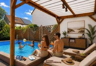 VISIO-gemauerter Pool mit Pergola