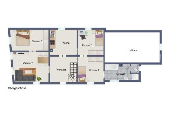 Grundriss visualisiert OG