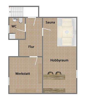 Grundriss Kellergeschoss (nicht maßstabsgetreu)