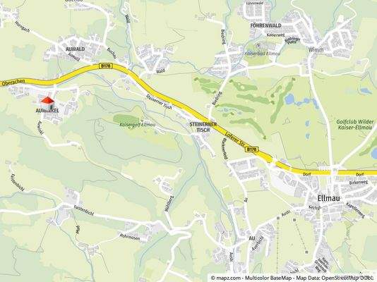 Tolle Lage am Waldrand mit herrlichem Blick auf das Masiv des Wilden Kaisers. 