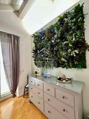 Echtpflanzenwand / Moosbild im Schlafzimmer