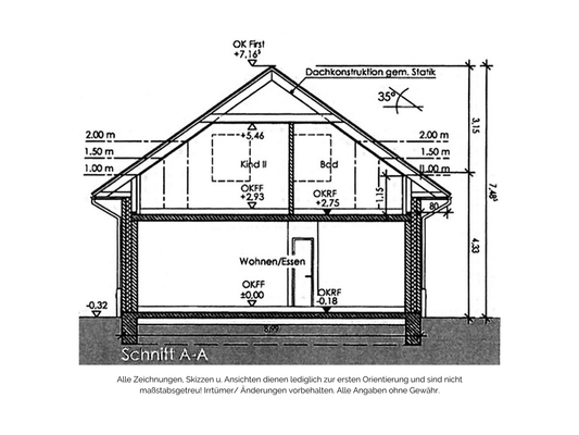 Skizze Schnittzeichnung EFH Lottorf