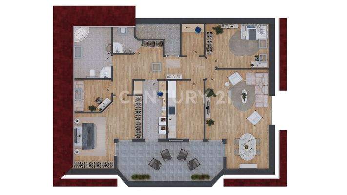 Grundriss der Wohnung visualisiert