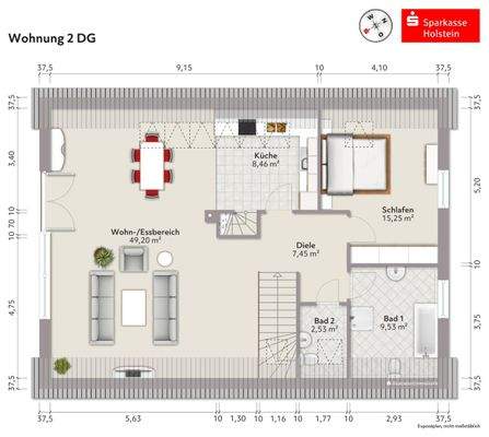 Grundriss Wohnung 2 DG
