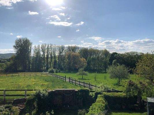 Ausblick vom Balkon im Sommer