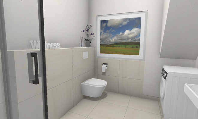 Ansicht Bad mit WC Wohnung 4 (DG)