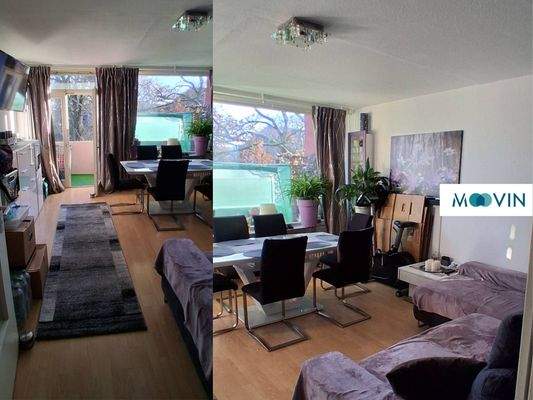 Wohnzimmer mit Zugang zum Balkon