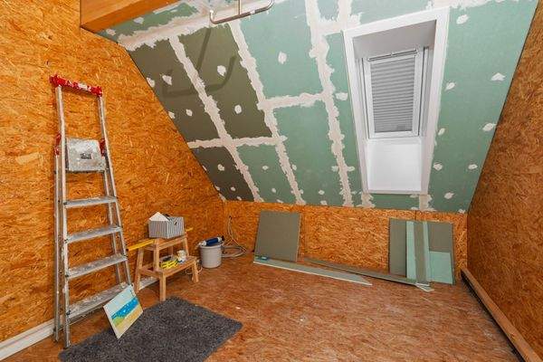 Zimmer 3 (5,89m²): vorbereitet als Saunaraum.