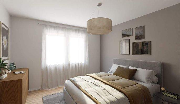 Helles und komfortables Schlafzimmer