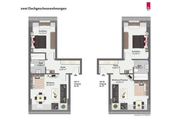 Grundrisse DG-ETW Nr 17 und Nr 26