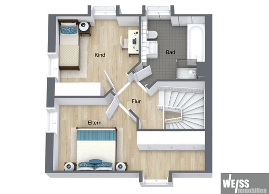 Grundriss DG mit Schrägen