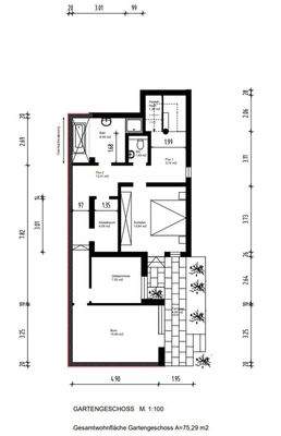 Gartengeschoss bemaßt