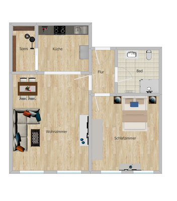 Raumaufteilung Wohnung Süd 