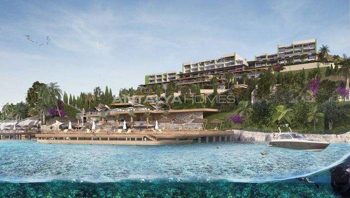 Furnished Apartments in a Beachfront Complex in Yalikavak Bodrum