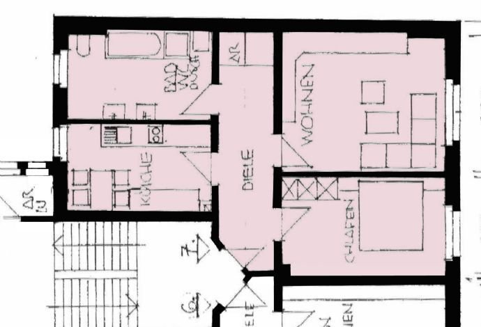 Gut zu möblierende 2-Raum-Dachwohnung mit PKW-Stellplatz