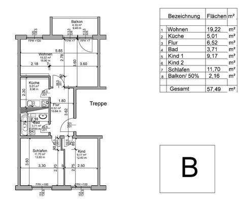 Grundriss 4-Raumwohnung