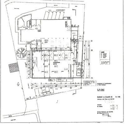 Grundriss Halle, Büros.Stellplätze 