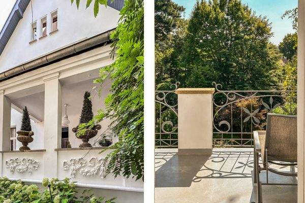 Fassaden- und Balkondetails im Sommer