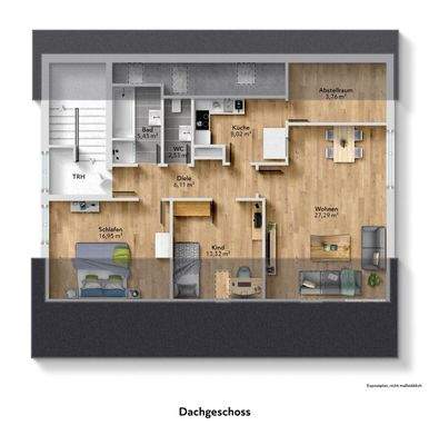 Der Grundriss Ihrer Wohnung im Dachgeschoss