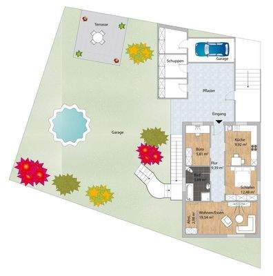 Grundriss EG mit Grundstück