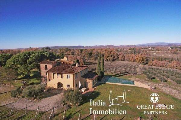 Schöne helle Villa in herrlicher Lage mit Türmchen, Pool, Weinberg und Olivenhain