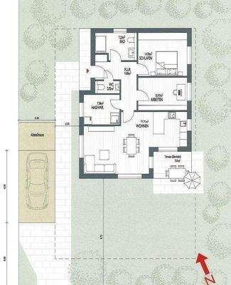 Grundriss, 3-Zimmer, ca. 85 m² (Variante B)