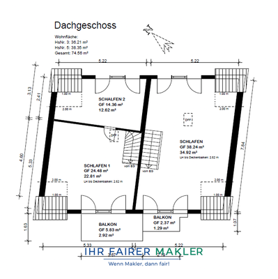 Grunddriss Dachgeschoss Eingang 3 und 5