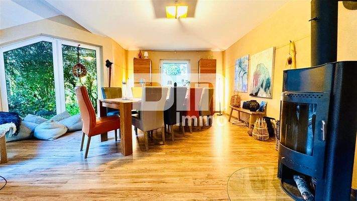 EG Wohn / Esszimmer / Kamin / Zugang Terrasse