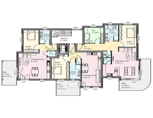 Haus B Obergeschoss (Whg. B4+B5+B6)