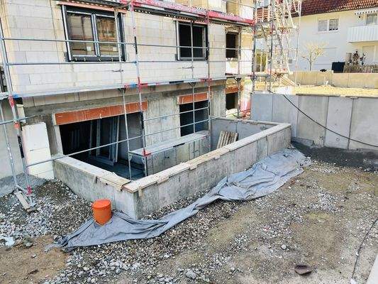 Terrasse - Souterrainwohnung Nr. 14 im Haus Brüder-Becker-Str. 10a (Bautenstand 10/2025)