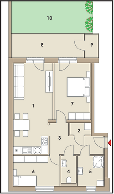 69m² Grundriss Top 1, 5, 9
