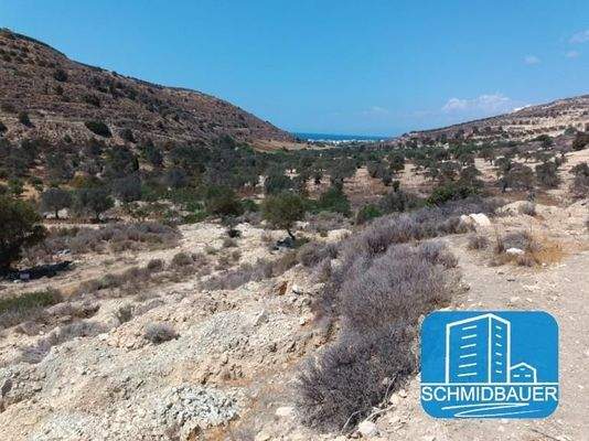 Kreta, Kalamaki: Grundstück mit herrlichem Meerblick und einer Vorbaugenehmigung für 4 Häuser zu verkaufen