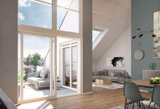 Loftige Dachgeschosswohnung mit Panoramablick