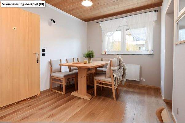 Visualisierungsbeispiel (KI) Eingangsbereich mit Essbereich